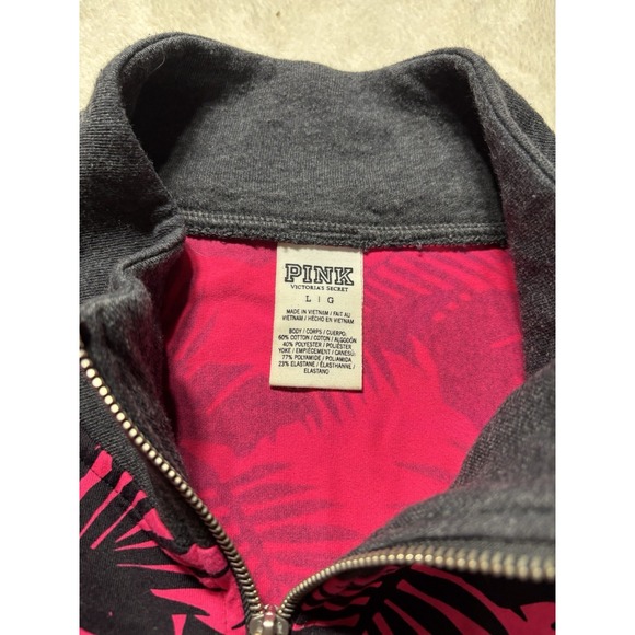 PINK Floral Shoulder Quarter Zip Long Sleeve Classic Women's Size Large - Picture 4 of 8